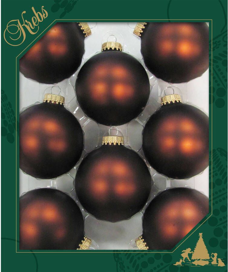 Merkloos 8x stuks glazen kerstballen 7 cm mustang velvet bruin mat Kerstbal