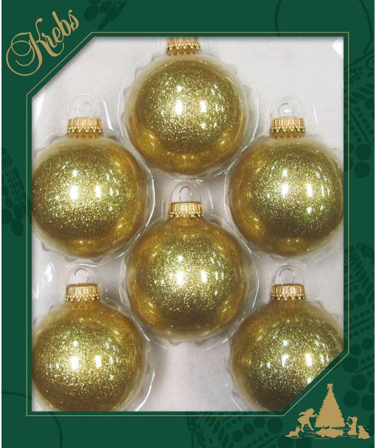 Merkloos 8x Stuks Glazen Kerstballen 7 Cm Sparkle Glitter Goud Kerstbal