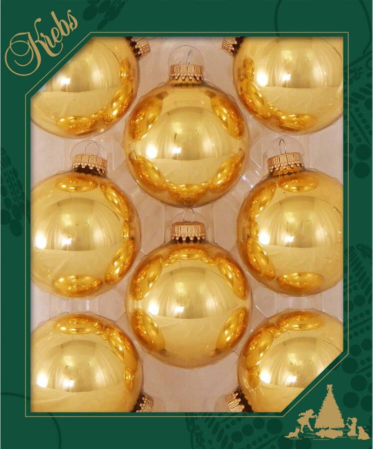 Merkloos 16x stuks glazen kerstballen 7 cm topaas goud Kerstbal