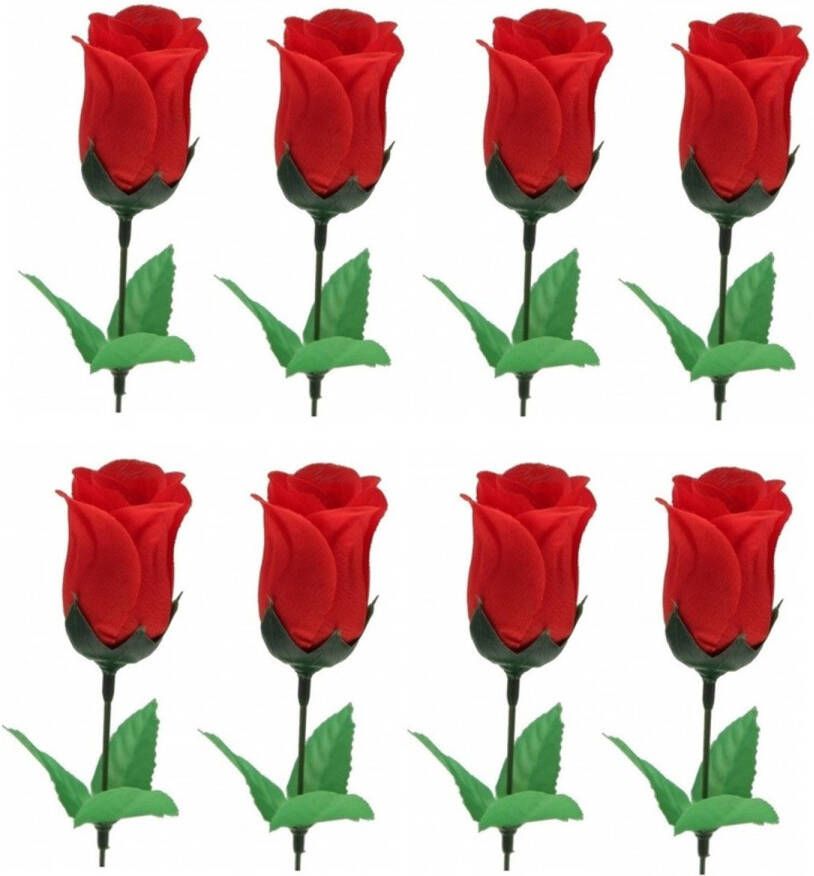 Merkloos 8x Super voordelige rode rozen 28 cm Valentijnsdag Kunstbloemen