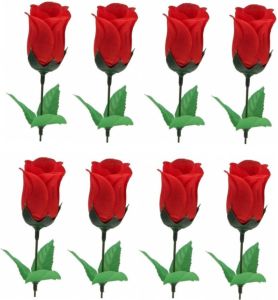 Merkloos 8x Voordelige Rode Roos Kunstbloemen 28 Cm Kunstbloemen