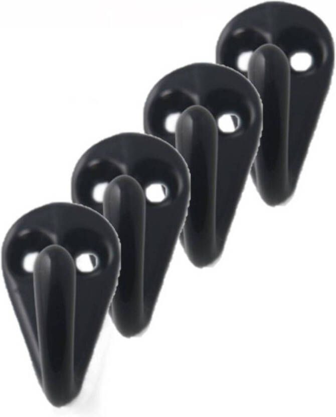 Merkloos 8x Zwarte garderobe haakjes jashaken kapstokhaakjes aluminium enkele haak 3 6 x 1 9 cm Kapstokhaken