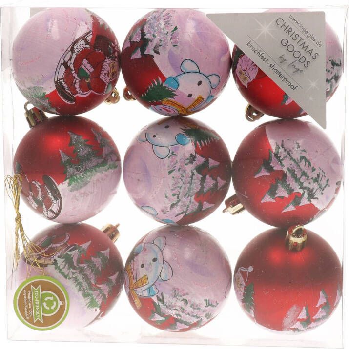 Merkloos 18x Kunststof kerstballen met kerstmannen en sneeuwpoppen 6 cm Kerstbal