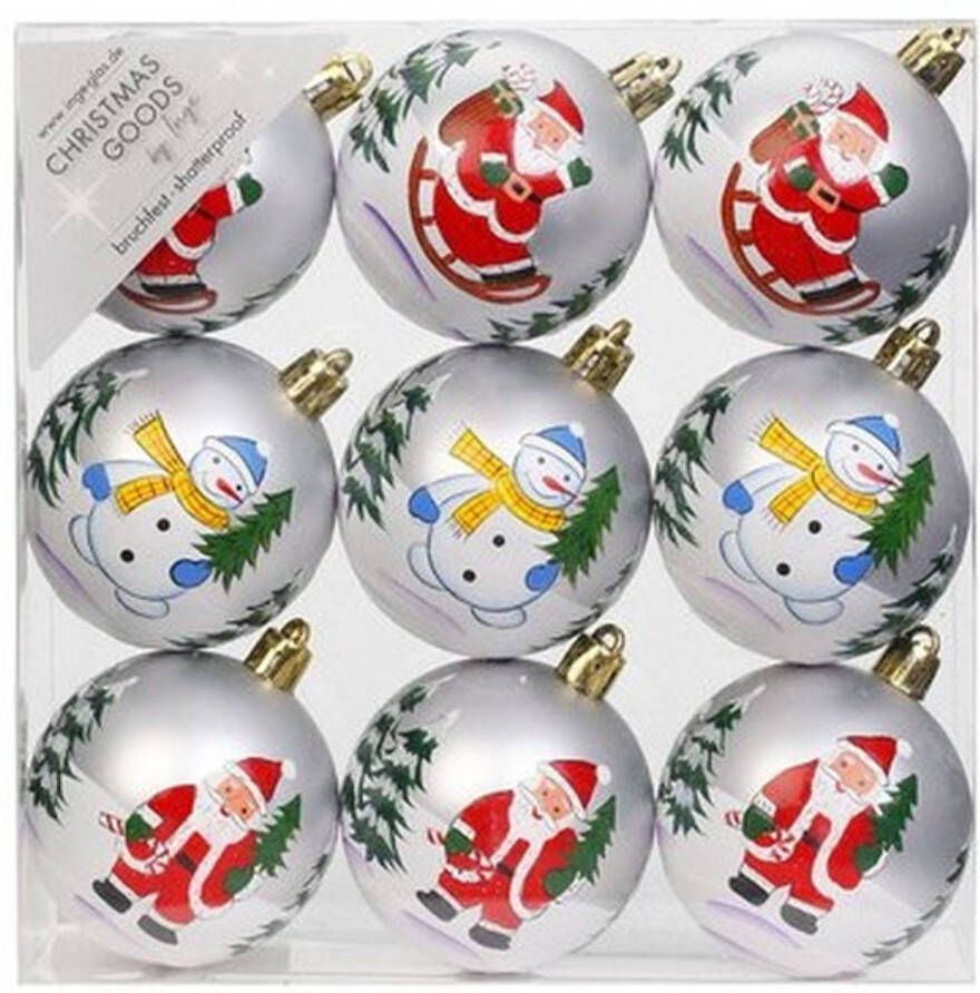 Merkloos 27x Kunststof kerstballen met kerstmannen en sneeuwpoppen 6 cm Kerstbal