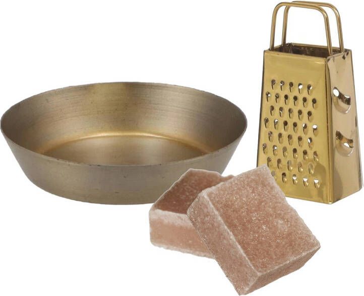 Merkloos Amberblokjes geurblokjes cadeauset sandelhout geur -inclusief schaaltje en mini rasp Amberblokjes