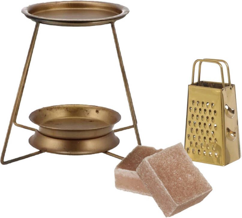 Merkloos Amberblokjes geurblokjes cadeauset sandelhout inclusief geurbrander en mini rasp Geurbranders