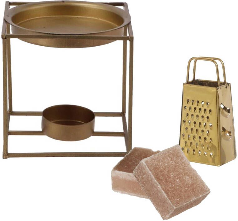 Merkloos Amberblokjes geurblokjes cadeauset sandelhout inclusief geurbrander en mini rasp Geurbranders