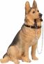 Merkloos Honden beeldje Duitse Herdershond met riem 19 cm Beeldjes - Thumbnail 1