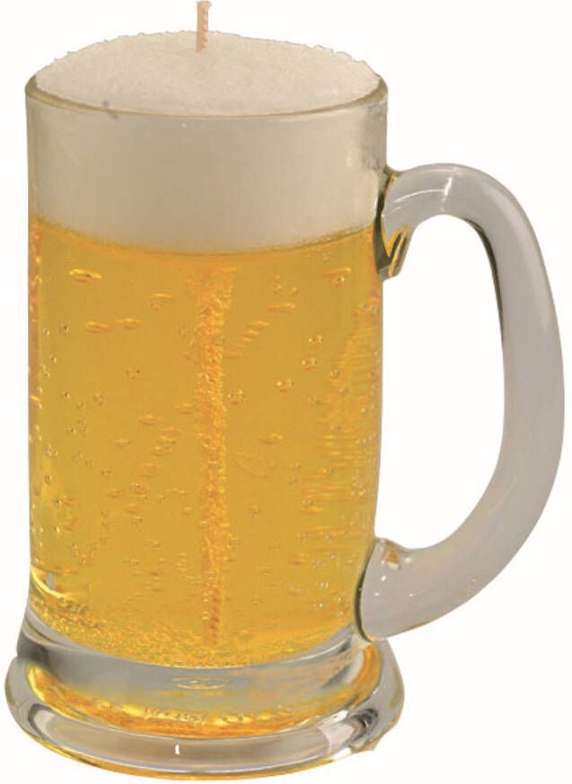 Merkloos Bierglas gadget kado Bierkaars bierpul H13 cm D8 cmA - Vaderdag verjaardag geurkaarsen