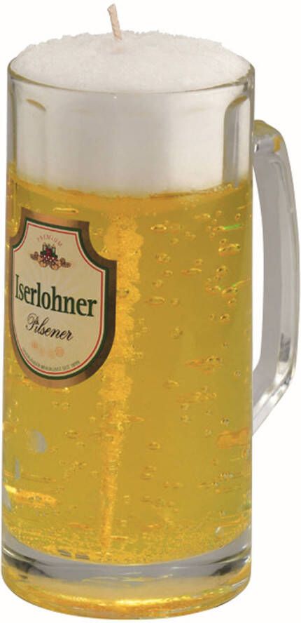 Merkloos Bierglas gadget kado Bierkaars Duits bier 15 cm Vaderdag verjaardag geurkaarsen