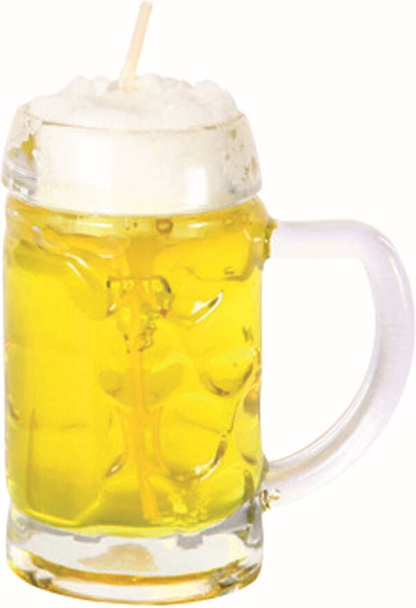 Merkloos Bierglas gadget kado Bierkaars Duits bier 7.5 cm Vaderdag verjaardag geurkaarsen