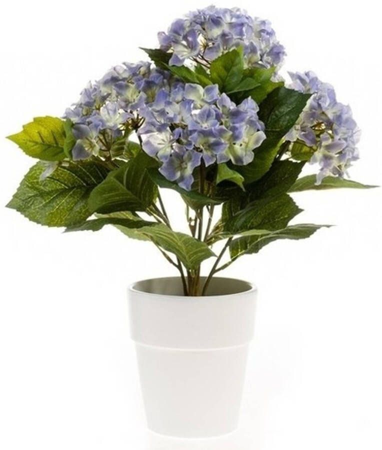 Merkloos Blauwe kunstplant Hortensia plant in pot Kunstplanten