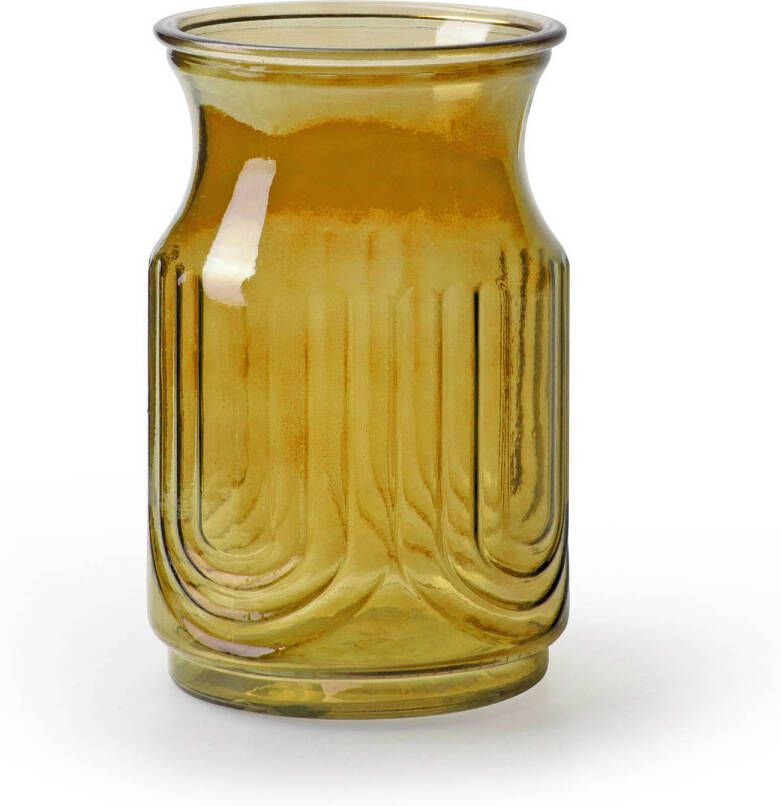 Merkloos Bloemenvaas amber geel transparant glas H20 x D12.5 cm Vazen
