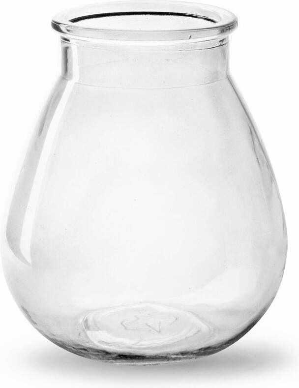 Merkloos Bloemenvaas druppel vorm type helder transparant glas H17 x D14 cm Vazen