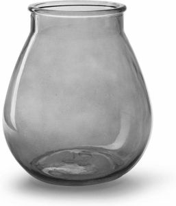 Merkloos Bloemenvaas druppel vorm type smoke grijs transparant glas H22 x D20 cm Vazen