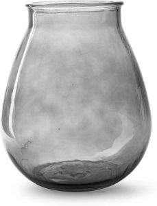 Merkloos Bloemenvaas druppel vorm type smoke grijs transparant glas H28 x D24 cm Vazen