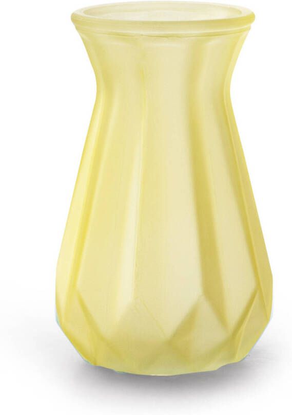 Jodeco Bloemenvaas Stijlvol model geel transparant glas H15 x D10 cm Vazen