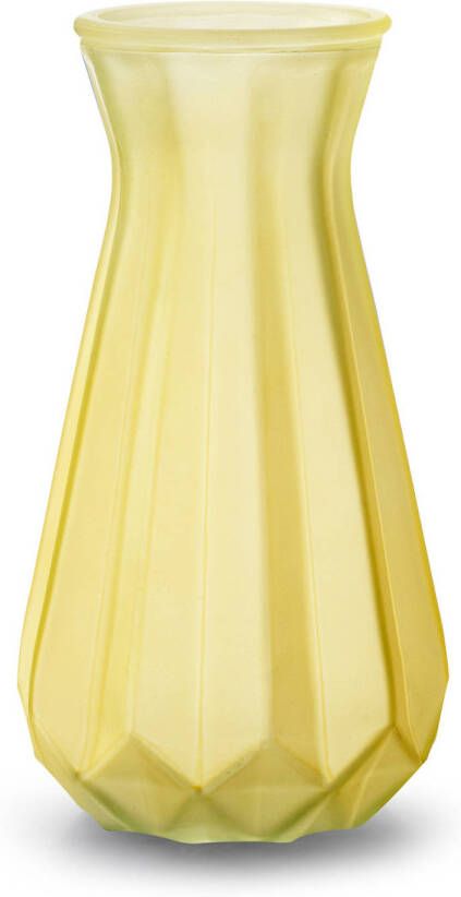 Jodeco Bloemenvaas Stijlvol model geel transparant glas H18 x D11 5 cm Vazen