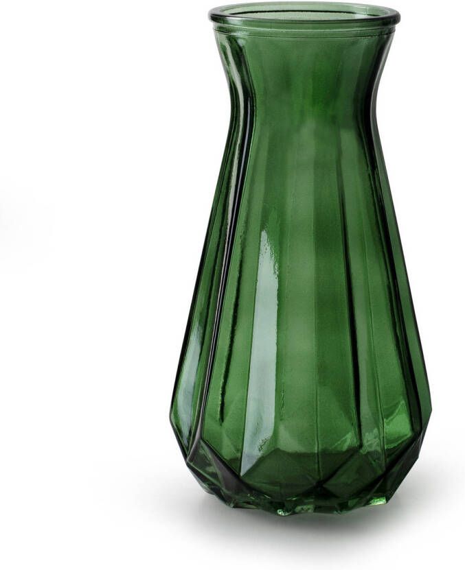 Merkloos Bloemenvaas groen transparant glas H15 x D10 cm Vazen