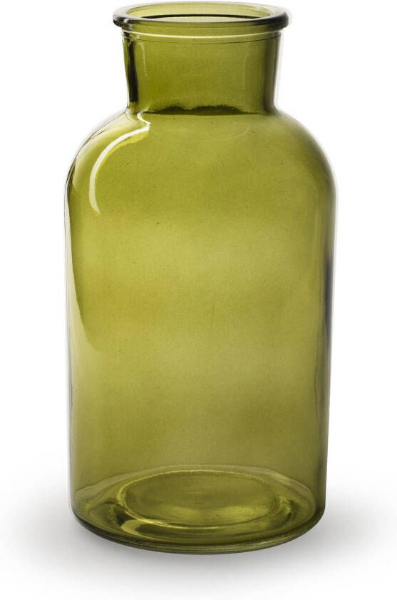Jodeco Bloemenvaas Apotheker model groen transparant glas H20 x D10 cm Vazen