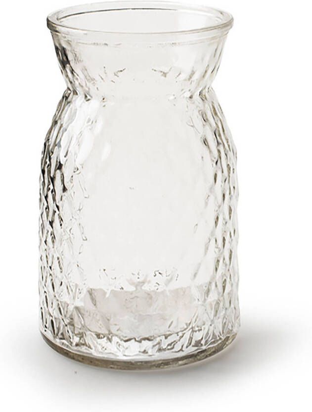 Merkloos Bloemenvaas helder bewerkt transparant glas H25 x D13.5 cm Vazen