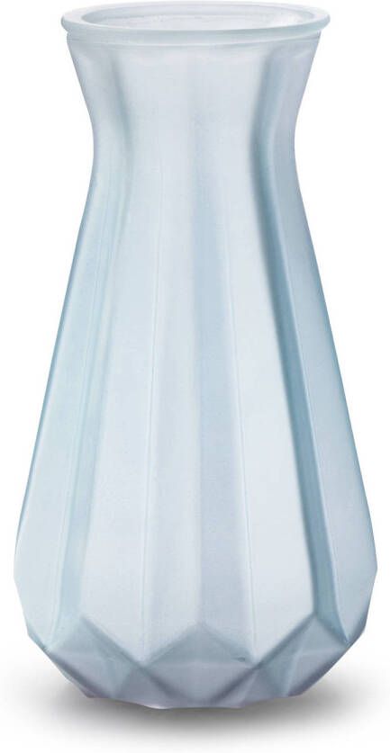 Merkloos Bloemenvaas lichtblauw transparant glas H18 x D11.5 cm Vazen
