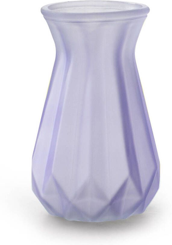 Merkloos Bloemenvaas lila paars transparant glas H15 x D10 cm Vazen