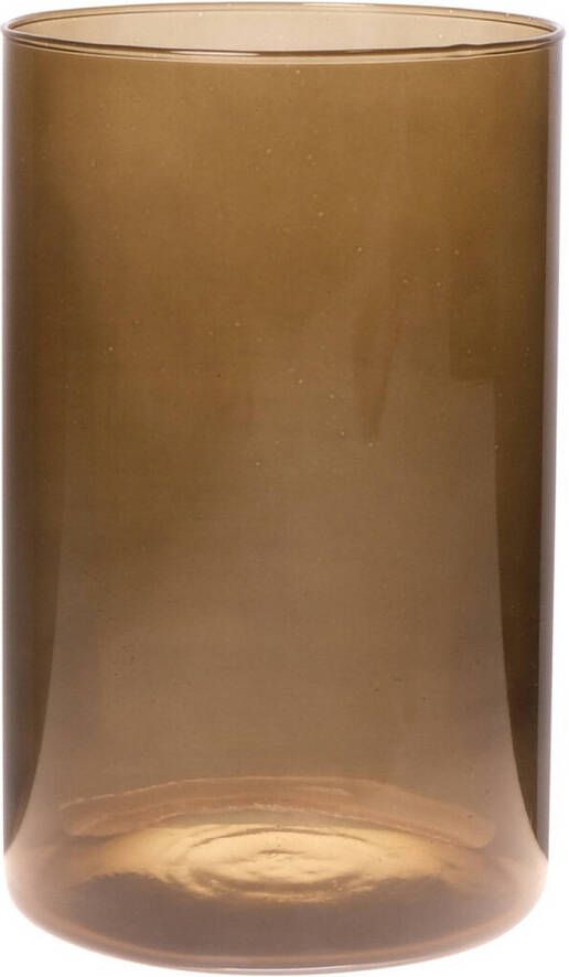 Merkloos Bloemenvaas Neville lichtbruin transparant glas D14 x H21 cm Vazen