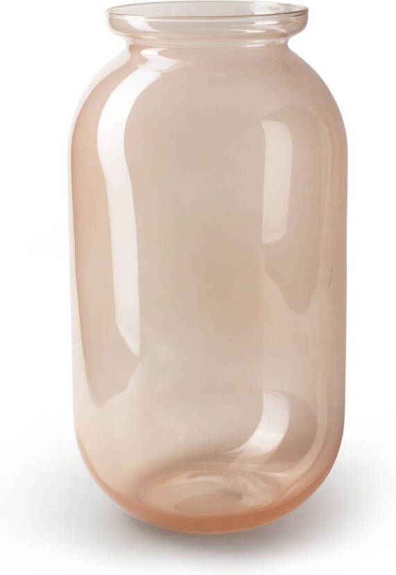 Merkloos Bloemenvaas oudroze transparant glas H42 x D23 cm Vazen
