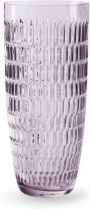 Merkloos Bloemenvaas paars transparant glas stripes motief H30 x D13 cm Vazen