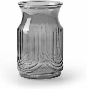 Merkloos Bloemenvaas smoke grijs transparant glas H20 x D12.5 cm Vazen