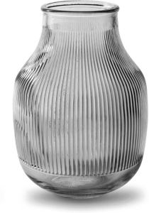 Merkloos Bloemenvaas smoke grijs transparant glas H22 x D15.8 11.3 cm Vazen