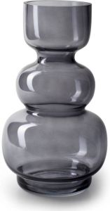 Jodeco Bloemenvaas smoke grijs transparant glas H25 x D14 cm Zeer stijlvolle vorm Vazen