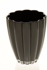 Merkloos Bloemvorm vaas zwart glas 17 cm Vazen