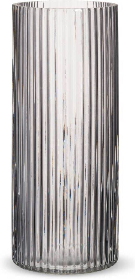 Merkloos Blokker vaas cilinder grijs 12 5 x 30 cm
