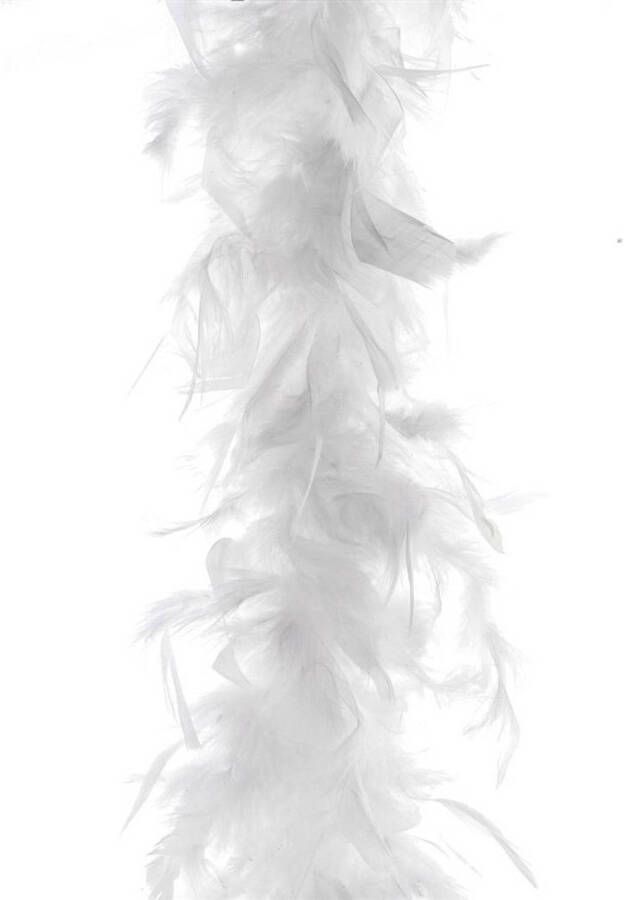 Merkloos Boa kerstslinger veren wit 200 cm kerstversiering Kerstslingers