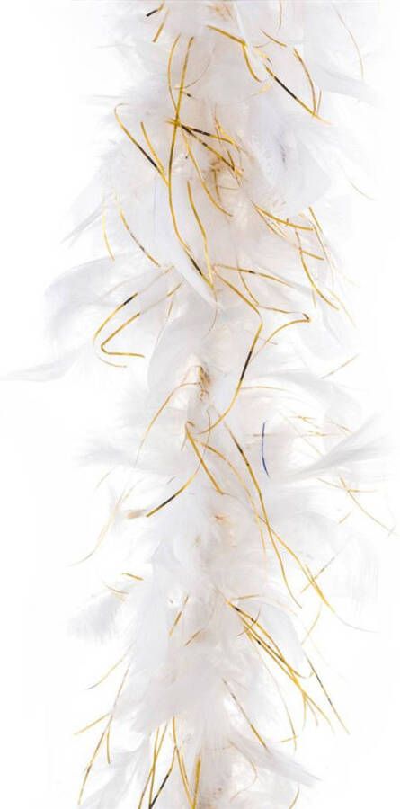 Merkloos Boa kerstslinger wit goud 200 cm kerstslingers