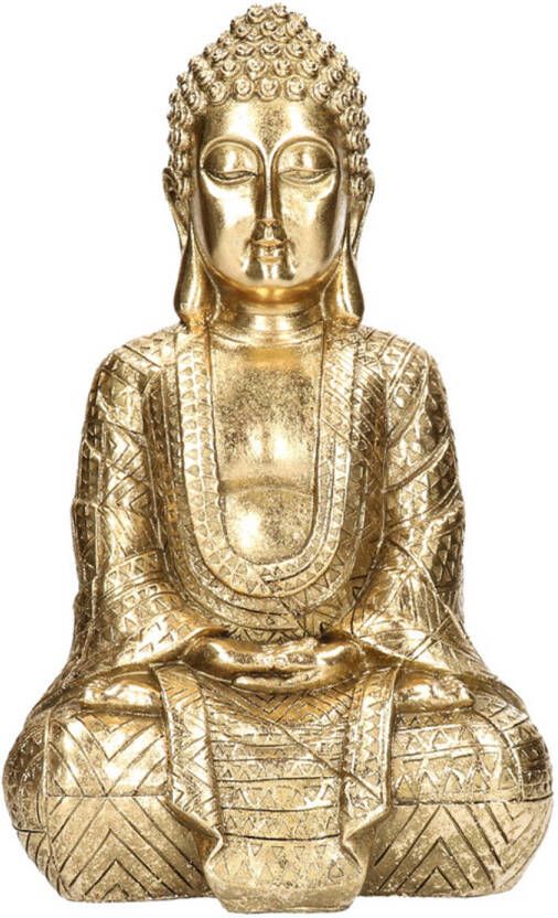 Deco by Boltze Boeddha beeld goud zittend 30 cm Woondecoratie beelden Beeldjes