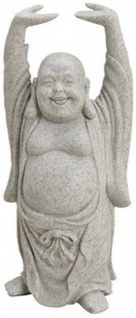 Merkloos Decoratie boeddha beelden voor binnen grijs 16 cm Beeldjes