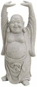 Merkloos Boeddha beeld grijs 16 cm van polystone Beeldjes