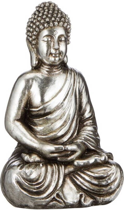 Merkloos Boeddha beeld zilver mediterende Boeddha 42 cm