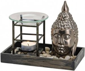 Merkloos Boeddha hoofd met oliebrander 12 cm Geurbranders