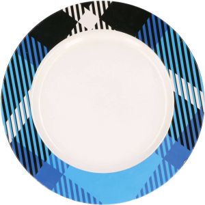 Merkloos Bord kunststof wit blauw motief herbruikbaar 33 cm Kaarsenplateaus