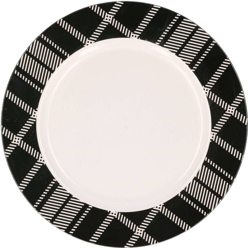 Merkloos Bord kunststof wit zwart motief herbruikbaar 33 cm Kaarsenplateaus