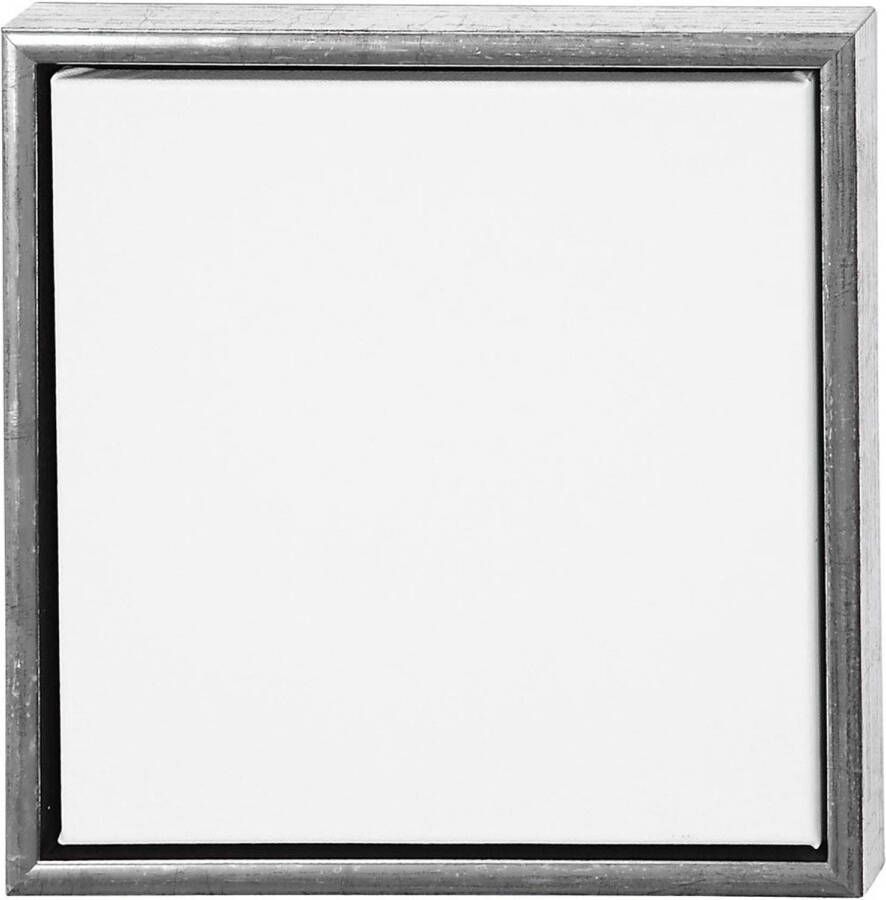Merkloos 2x Canvas schilderdoeken met zilveren lijst 30 x 30 cm Schildersdoeken
