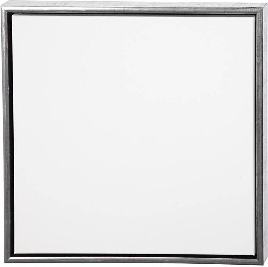 Merkloos 2x Canvas schilderdoeken met zilveren lijst 50 x 50 cm Schildersdoeken - Foto 1