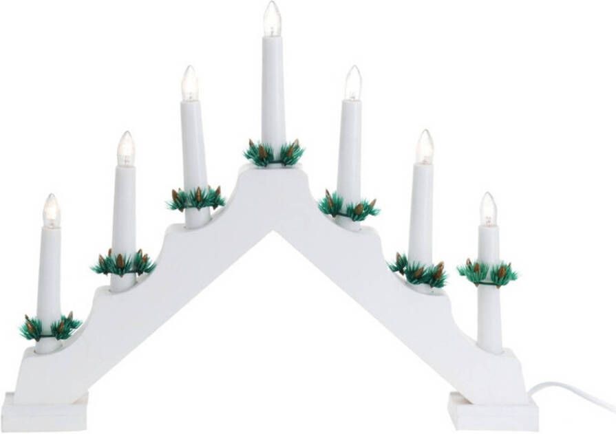 Merkloos Christmas Decoration kaarsenbrugA  wit 41 x 6 x 30 cm hout kerstverlichting figuur