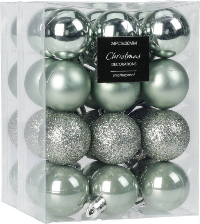 Merkloos Christmas Decoration kerstballen 32x -mintgroen-5 cm -kunststof Kerstbal