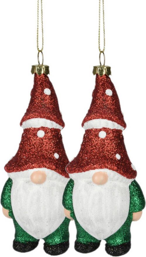 Merkloos Christmas Decoration kersthanger gnomeds dwergen-2x -kunststof -12 5 cm Kersthangers