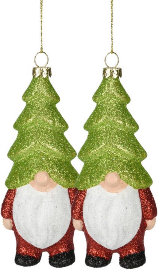 Merkloos Christmas Decoration kersthanger gnome kabouter 2x kunststof 12 5 cm Kersthangers